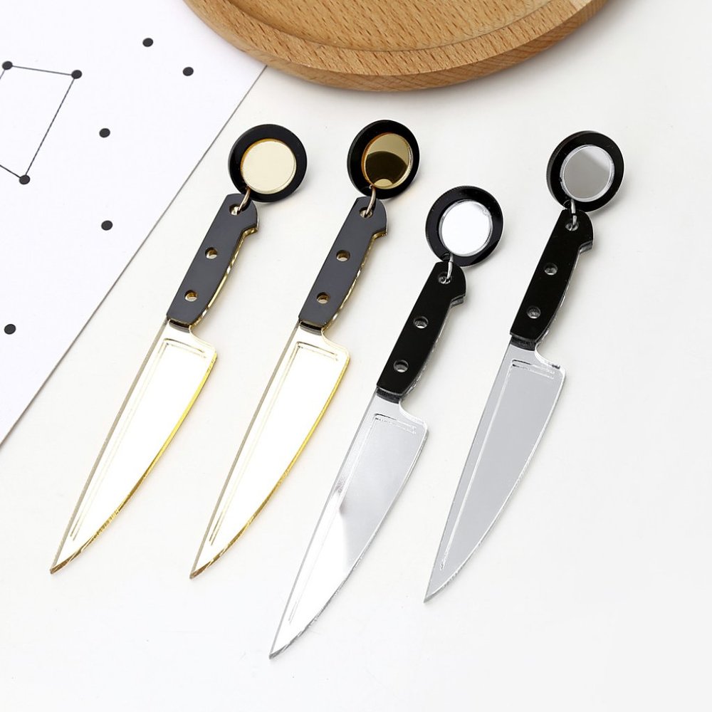 3/38🌸 Exaggerated Acrylic kitchen Knife Earring
